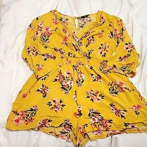 Lily Rose Mustard Yellow Floral Romper